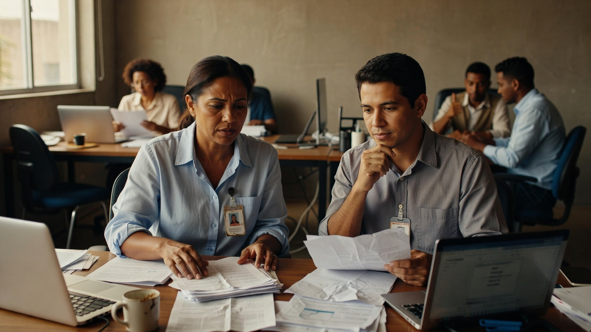 Gestor de RH realizando avaliação de desempenho com colaborador
