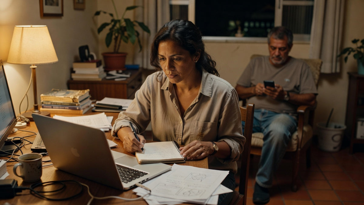 Empreendedor montando plano de negócios em casa