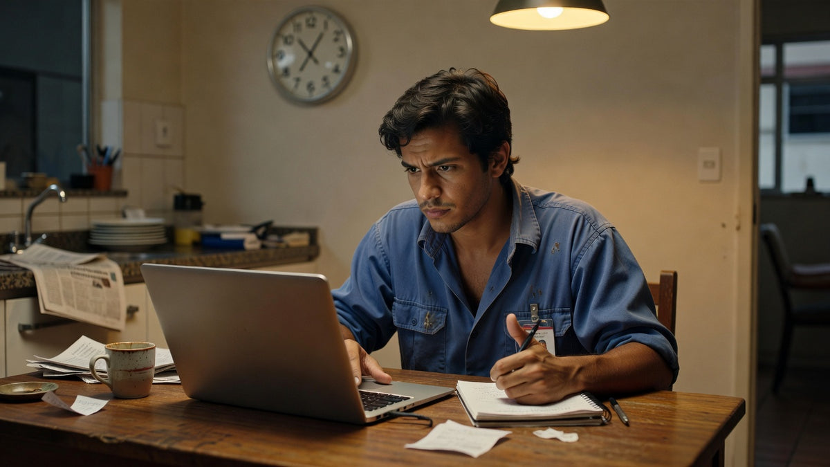 Pessoa estudando em casa após o trabalho
