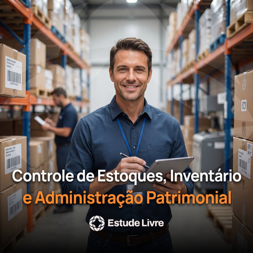 Capa do curso Controle de Estoques, Inventário e Administração Patrimonial